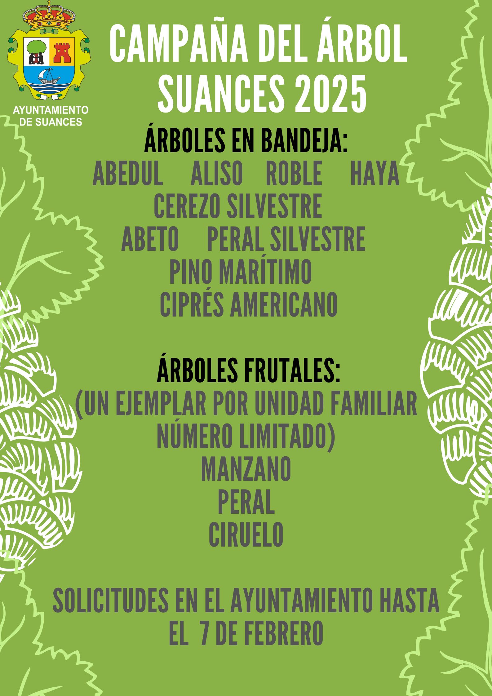 El Ayuntamiento de Suances abre el plazo de solicitud de ejemplares de la nueva campaña del árbol 2025
