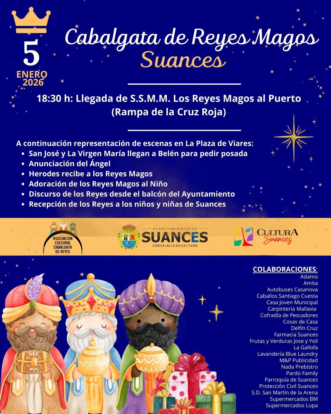 Todo preparado en Suances para recibir a Sus Majestades Los Reyes Magos de Oriente en la tradicional Cabalgata