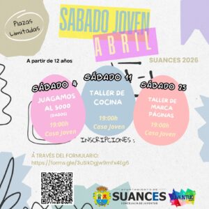 El programa “Sábado Joven” de abril en Suances ofrece ocio educativo para jóvenes a partir de 12 años