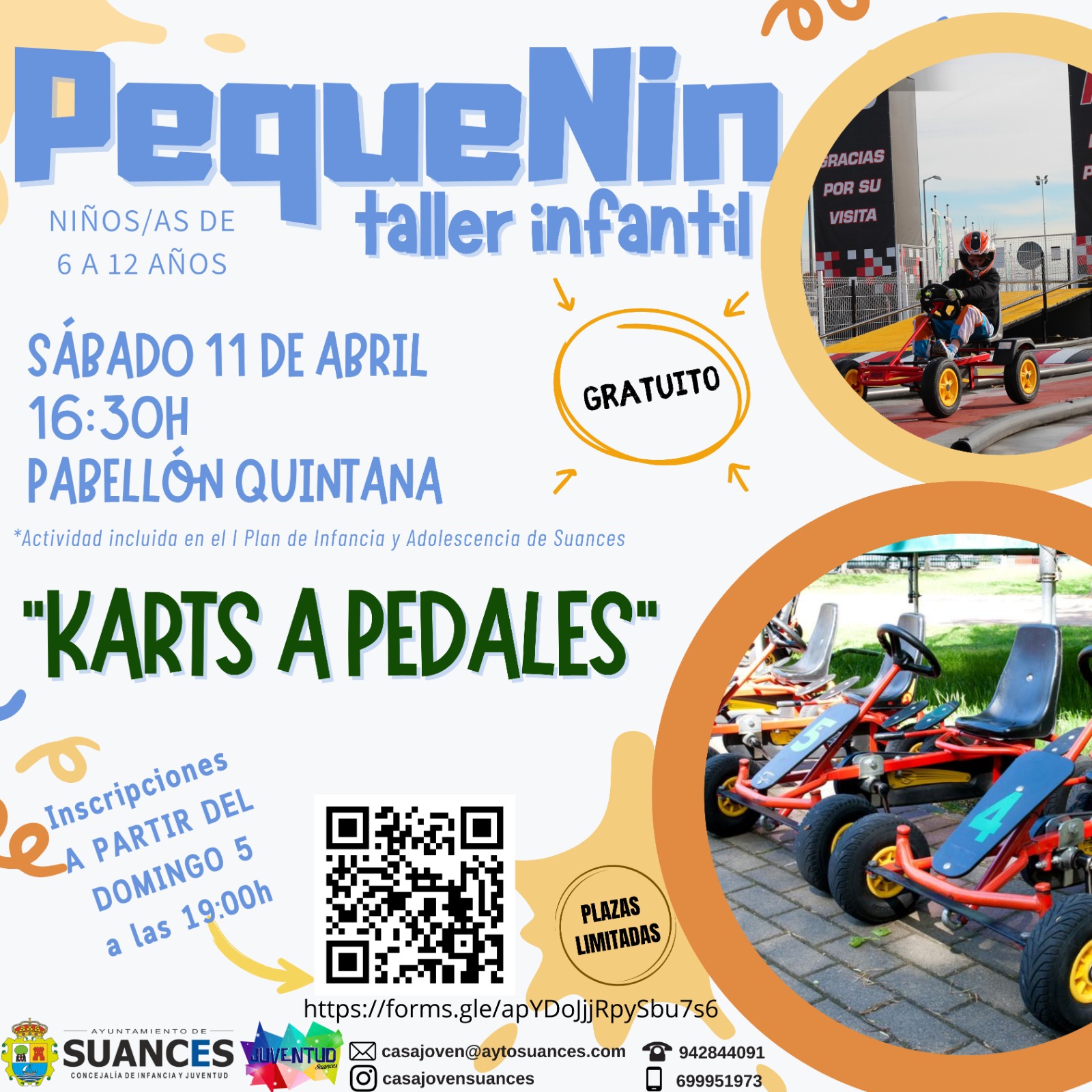 El Ayuntamiento de Suances organiza un taller infantil gratuito de karts a pedales dentro del programa “PequeNin”