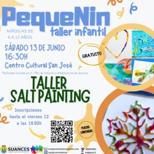 La Concejalía de Infancia y Juventud de Suances organiza un taller gratuito de Salt Painting dentro del programa “PequeNin”