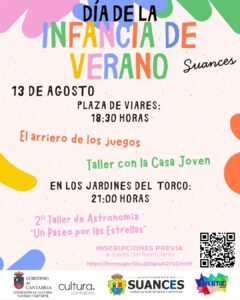 Suances celebra el Día de la Infancia de Verano con juegos, talleres y un paseo por las estrellas a través de un taller de astronomía