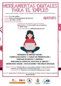 La ADL de Suances ofrece un curso gratuito sobre herramientas digitales para mejorar el acceso al empleo