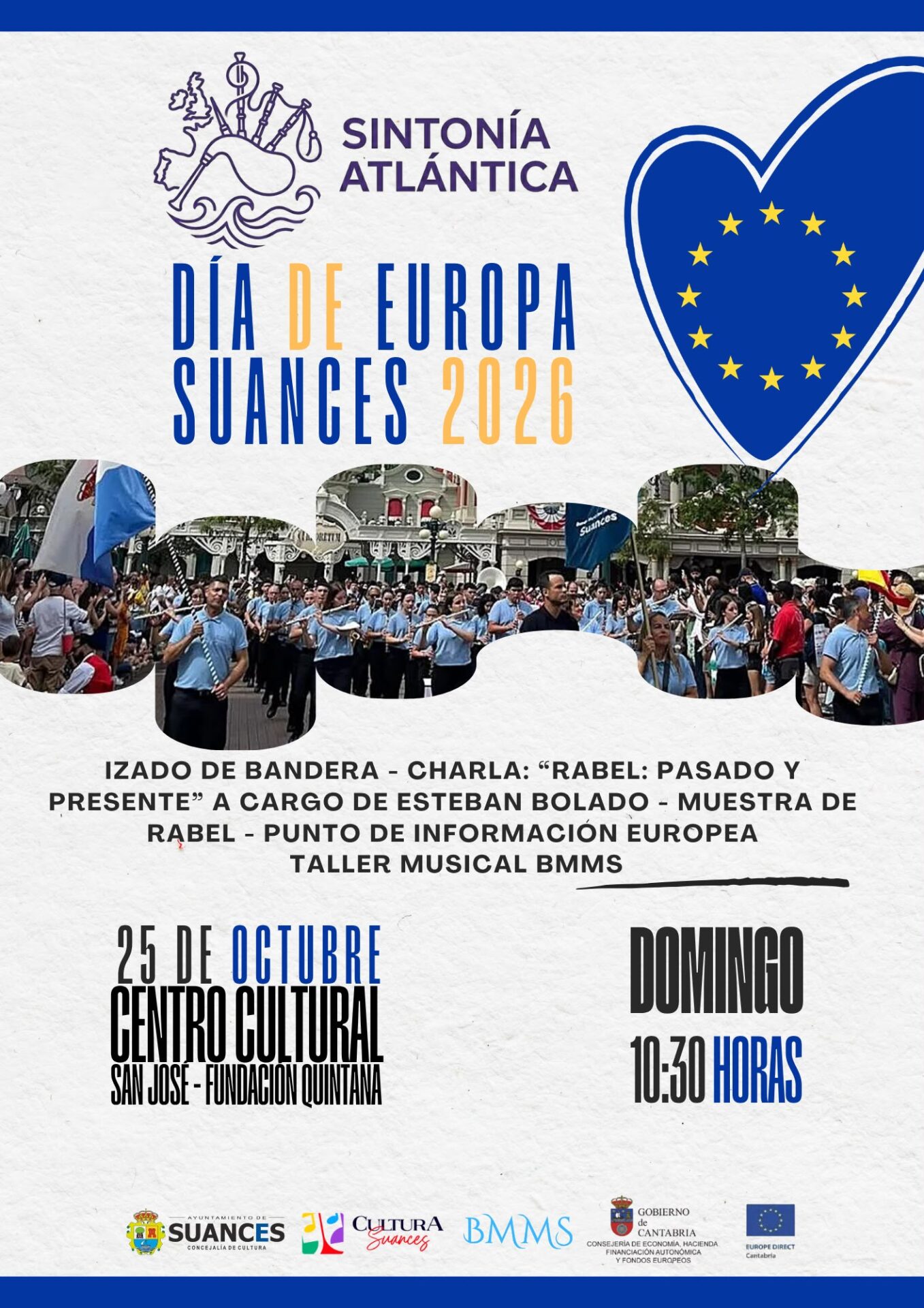La Banda de Música de Suances organiza este domingo una jornada participativa enmarcada en el proyecto “Sintonía Atlántica”, con actividades para acercar la música, las raíces culturales y Europa a vecinos y visitantes